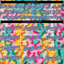 Laden Sie das Bild in den Galerie-Viewer, Custom White Teal-Pink 3D Pattern Design Leopard Authentic Baseball Jersey