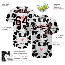 Загрузить изображение в средство просмотра галереи, Custom White Black-Medium Pink 3D Pattern Design Pandas Authentic Baseball Jersey