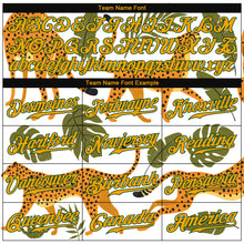 Laden Sie das Bild in den Galerie-Viewer, Custom White Gold-Green 3D Pattern Design Leopards And Tropical Palm Leaves Authentic Baseball Jersey