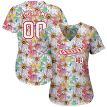 Laden Sie das Bild in den Galerie-Viewer, Custom White White-Red 3D Pattern Design Daisy Authentic Baseball Jersey