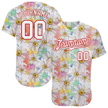 Laden Sie das Bild in den Galerie-Viewer, Custom White White-Red 3D Pattern Design Daisy Authentic Baseball Jersey