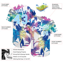 Laden Sie das Bild in den Galerie-Viewer, Custom White Light Blue 3D Pattern Design Hawaii Palm Trees Authentic Baseball Jersey