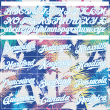 Laden Sie das Bild in den Galerie-Viewer, Custom White Light Blue 3D Pattern Design Hawaii Palm Trees Authentic Baseball Jersey