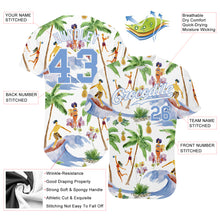 Laden Sie das Bild in den Galerie-Viewer, Custom White Light Blue-White 3D Pattern Design Hawaii Palm Trees Authentic Baseball Jersey