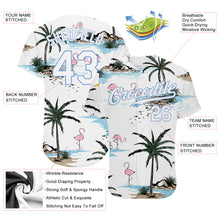 Laden Sie das Bild in den Galerie-Viewer, Custom White White-Light Blue 3D Pattern Design Hawaii Palm Trees Authentic Baseball Jersey