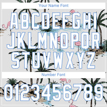 Laden Sie das Bild in den Galerie-Viewer, Custom White White-Light Blue 3D Pattern Design Hawaii Palm Trees Authentic Baseball Jersey