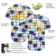 Laden Sie das Bild in den Galerie-Viewer, Custom White Gold-White 3D Pattern Design Hawaii Palm Trees Authentic Baseball Jersey