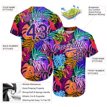 Laden Sie das Bild in den Galerie-Viewer, Custom White Purple-White 3D Pattern Design Hawaii Palm Trees Authentic Baseball Jersey