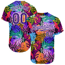 Laden Sie das Bild in den Galerie-Viewer, Custom White Purple-White 3D Pattern Design Hawaii Palm Trees Authentic Baseball Jersey