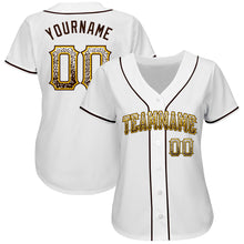 Laden Sie das Bild in den Galerie-Viewer, Custom White Brown-Gold Authentic Drift Fashion Baseball Jersey