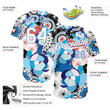 Load image into Gallery viewer, Custom White White-Light Blue 3D Pattern Design Flowers Authentic Baseball Jersey