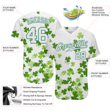 Charger l'image dans la galerie, Custom White White-Kelly Green 3D Pattern Design Authentic St. Patrick's Day Baseball Jersey