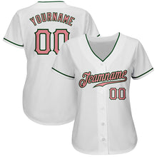 Laden Sie das Bild in den Galerie-Viewer, Custom White Medium Pink-Green Authentic Baseball Jersey