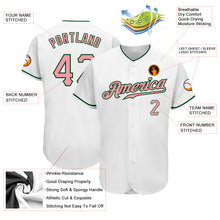 Laden Sie das Bild in den Galerie-Viewer, Custom White Medium Pink-Green Authentic Baseball Jersey