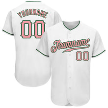 Laden Sie das Bild in den Galerie-Viewer, Custom White Medium Pink-Green Authentic Baseball Jersey
