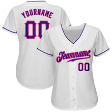 Laden Sie das Bild in den Galerie-Viewer, Custom White Purple-Pink Authentic Baseball Jersey