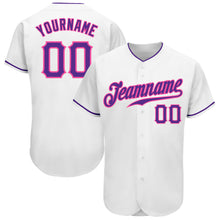 Laden Sie das Bild in den Galerie-Viewer, Custom White Purple-Pink Authentic Baseball Jersey