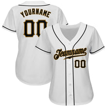 Laden Sie das Bild in den Galerie-Viewer, Custom White Black-Old Gold Authentic Baseball Jersey