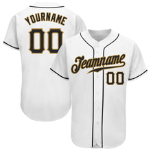 Laden Sie das Bild in den Galerie-Viewer, Custom White Black-Old Gold Authentic Baseball Jersey