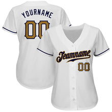 Laden Sie das Bild in den Galerie-Viewer, Custom White Old Gold-Navy Authentic Baseball Jersey