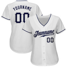 Laden Sie das Bild in den Galerie-Viewer, Custom White Navy-Gray Authentic Baseball Jersey