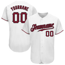 Laden Sie das Bild in den Galerie-Viewer, Custom White Crimson-Black Authentic Baseball Jersey