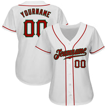 Laden Sie das Bild in den Galerie-Viewer, Custom White Red-Kelly Green Authentic Baseball Jersey
