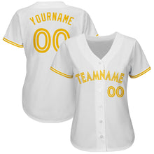 Laden Sie das Bild in den Galerie-Viewer, Custom White White-Gold Authentic Baseball Jersey