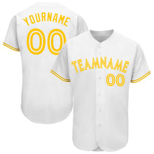 Laden Sie das Bild in den Galerie-Viewer, Custom White White-Gold Authentic Baseball Jersey