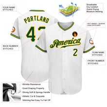 Laden Sie das Bild in den Galerie-Viewer, Custom White Green-Gold Authentic Baseball Jersey