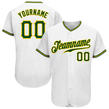 Laden Sie das Bild in den Galerie-Viewer, Custom White Green-Gold Authentic Baseball Jersey