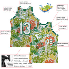 Загрузить изображение в средство просмотра галереи, Custom White White-Kelly Green 3D Pattern Hawaii Palm Trees Authentic Basketball Jersey