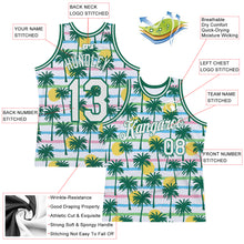 Загрузить изображение в средство просмотра галереи, Custom White White-Kelly Green 3D Pattern Hawaii Palm Trees Authentic Basketball Jersey