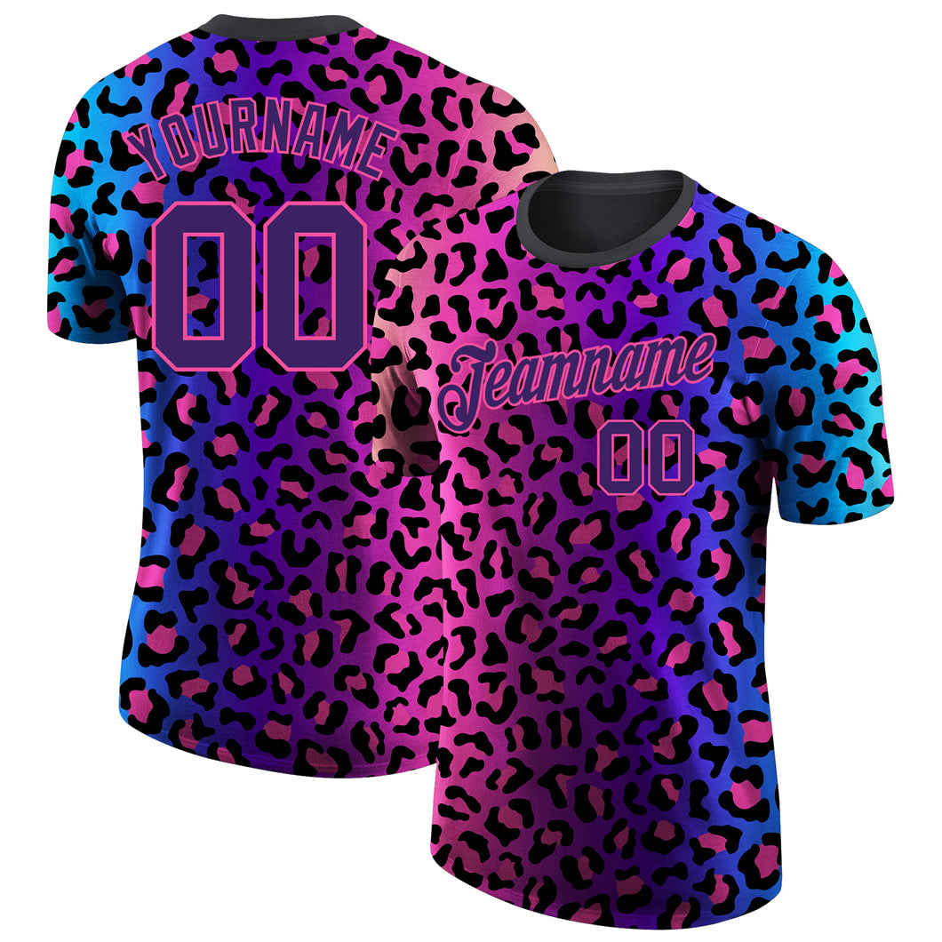 Custom 3D Pattern Design Leopard Performance T-Shirt