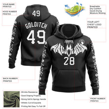 Загрузить изображение в средство просмотра галереи, Custom Black White 3D Halloween Skeleton Bat Party Costume Ideas Sports Pullover Sweatshirt Hoodie

