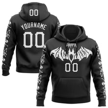 Загрузить изображение в средство просмотра галереи, Custom Black White 3D Halloween Skeleton Bat Party Costume Ideas Sports Pullover Sweatshirt Hoodie

