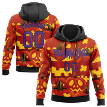 Загрузить изображение в средство просмотра галереи, Custom Red Purple Yellow-Black 3D Halloween Pumpkin Party Costume Ideas Sports Pullover Sweatshirt Hoodie
