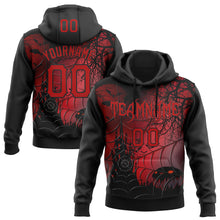 Загрузить изображение в средство просмотра галереи, Custom Black Red 3D Halloween Spider Net Spooky Party Costume Ideas Sports Pullover Sweatshirt Hoodie
