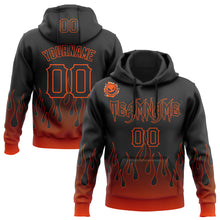 Загрузить изображение в средство просмотра галереи, Custom Black Orange 3D Halloween Flame Pumpkin Party Costume Ideas Sports Pullover Sweatshirt Hoodie
