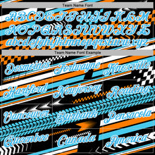 Load image into Gallery viewer, Custom Black Sky Blue Orange-White 3D Pattern Design Formula Auto Car Racing Motorsport Sports Pullover Sweatshirt Hoodie
