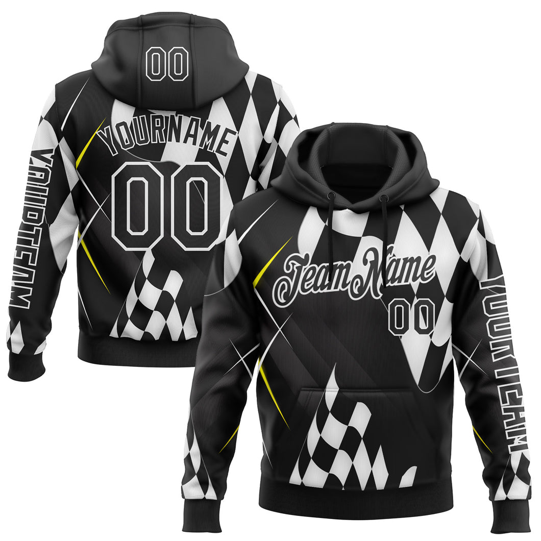 Custom Black White 3D Pattern Design Formula Auto Car Racing Motorsport Sports Pullover Sweatshirt Hoodie