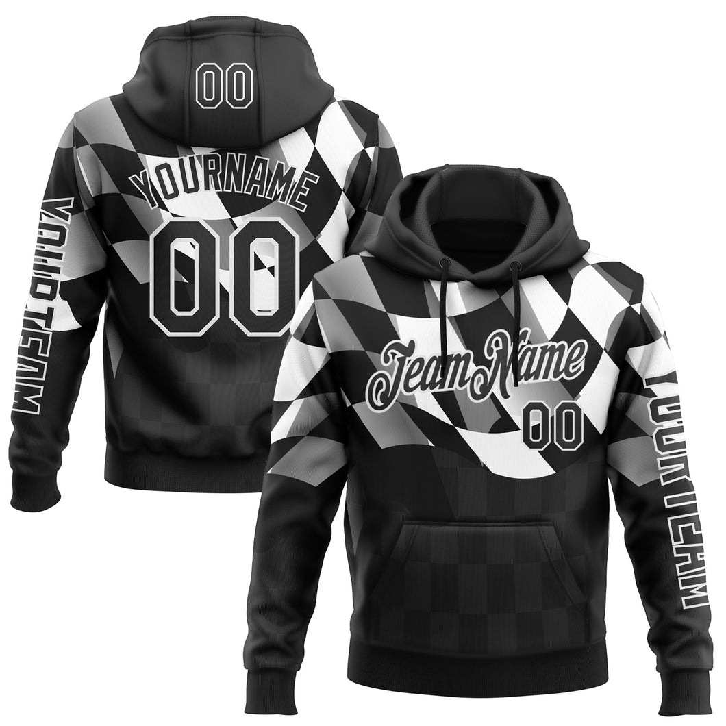 Custom Black White 3D Pattern Design Formula Auto Car Racing Motorsport Sports Pullover Sweatshirt Hoodie