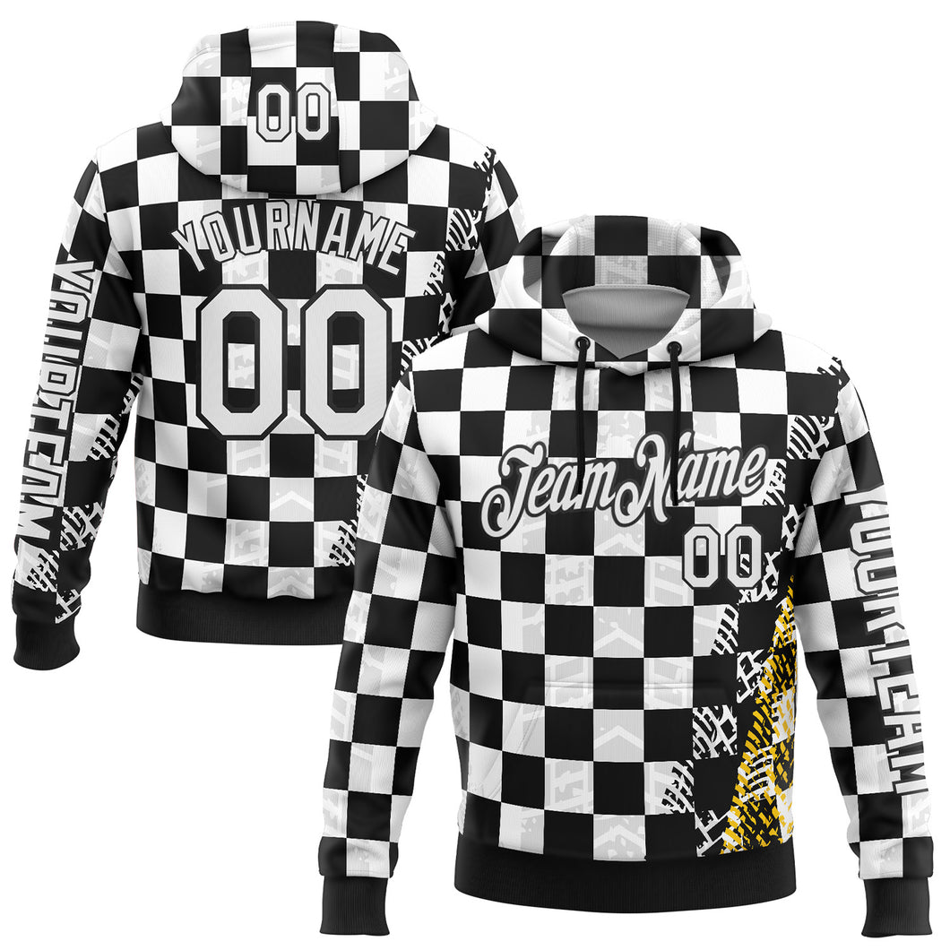 Custom Black White 3D Pattern Design Formula Auto Car Racing Motorsport Sports Pullover Sweatshirt Hoodie