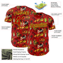 Charger l&#39;image dans la galerie, Custom Red Neon Green 3D Halloween Pumpkin Doodle Party Costume Ideas Authentic Baseball Jersey
