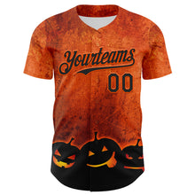 Загрузить изображение в средство просмотра галереи, Custom Orange Black 3D Halloween Pumpkin Party Costume Ideas Authentic Baseball Jersey
