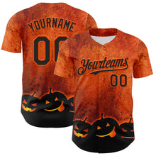Загрузить изображение в средство просмотра галереи, Custom Orange Black 3D Halloween Pumpkin Party Costume Ideas Authentic Baseball Jersey
