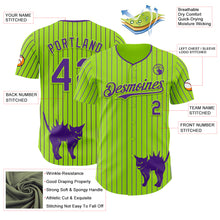 Загрузить изображение в средство просмотра галереи, Custom Neon Green Purple Pinstripe Purple 3D Halloween Scary Party Costume Ideas Authentic Baseball Jersey
