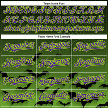 Load image into Gallery viewer, Custom Green Purple Black-Neon Green 3D Halloween Spider Net Bats Party Costume Ideas Authentic Baseball Jersey
