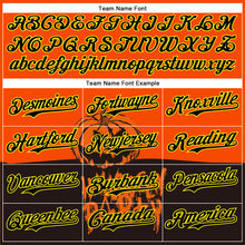 Load image into Gallery viewer, Custom Orange Black Pinstripe Light Yellow 3D Halloween Pumpkin Party Costume Ideas Authentic Baseball Jersey

