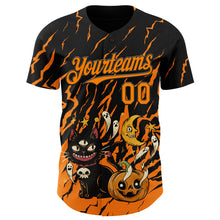 Load image into Gallery viewer, Custom Black Bay Orange 3D Halloween Pumpkin Scary Doodle Party Costume Ideas Authentic Baseball Jersey
